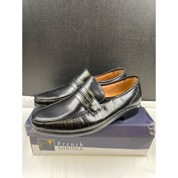 French Shriner Men\'s Black Leather Shoes/ Loafers Size 12M SKU 4082